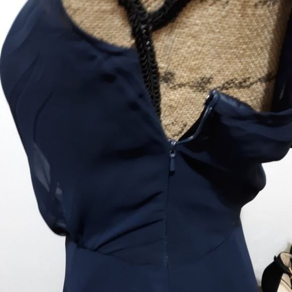 Dessy Collection, Vivian Diamond Blue Backless A Line Dress XS - Picture 8 of 16